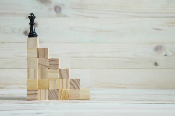 Business Hierarchy Strategy Concept Chess Pieces Chess Standing Pyramid Wooden — Stock Photo, Image