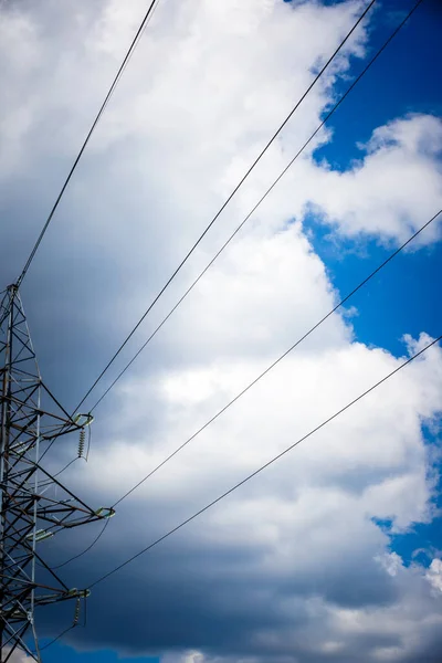 Strom Ist Die Wichtigste Energie Der Welt Hochspannungsmast Hochspannungsturm Himmel — Stockfoto