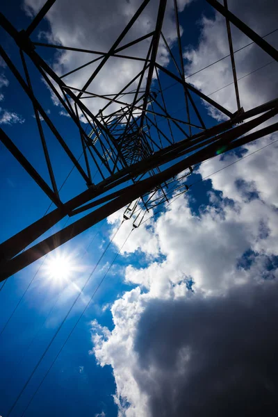 Strom Ist Die Wichtigste Energie Der Welt Hochspannungsmast Hochspannungsturm Himmel — Stockfoto