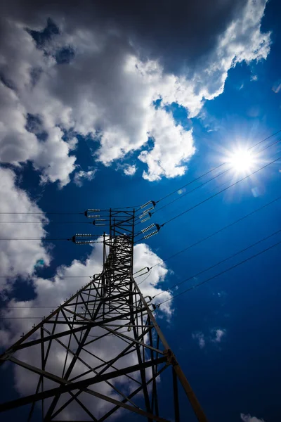 Eletricidade Maior Energia Mundo Posto Alta Tensão Torre Alta Tensão — Fotografia de Stock