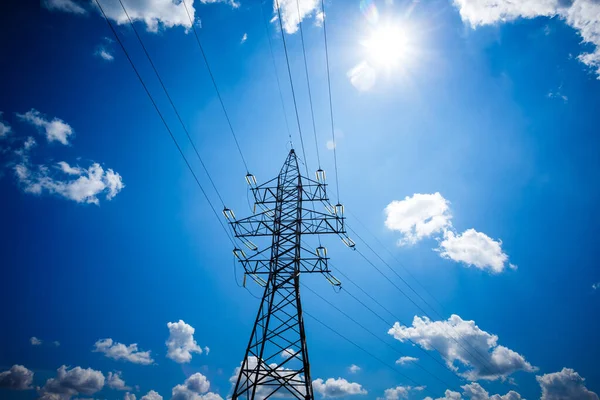 Strom Ist Die Wichtigste Energie Der Welt Hochspannungsmast Hochspannungsturm Himmel — Stockfoto