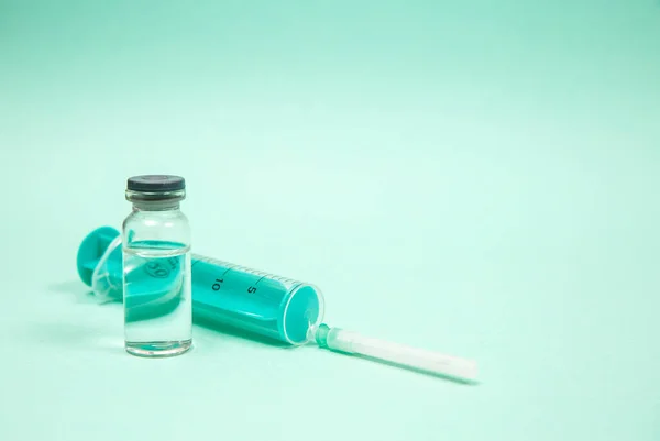 Frasco Para Injetáveis Vacina Médica Tratamento Por Injeção Hipodérmica Cuidados — Fotografia de Stock