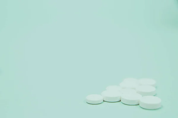Assorted Medical Drugs Syringe Blue Background Copy Space — Stock Photo, Image