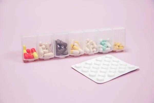 Sfondo Vesciche Pillole Farmaceutiche Con Spase Copia — Foto Stock