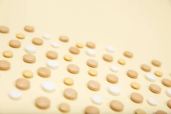Uma Foto Diferentes Medicamentos Comprimidos Comprimidos — Fotografia de Stock