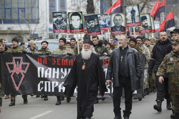 Activists and supporters of the "Right Sector" held "March of tr