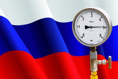 Wellhead Pressure Gauge on flag Russia 