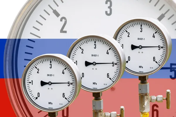 Wellhead Pressure Gauge on flag Russia 
