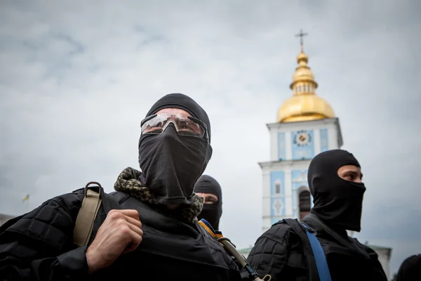 'New defenders' of Eastern Ukraine "Black Men" take an oath in — Stock Photo, Image