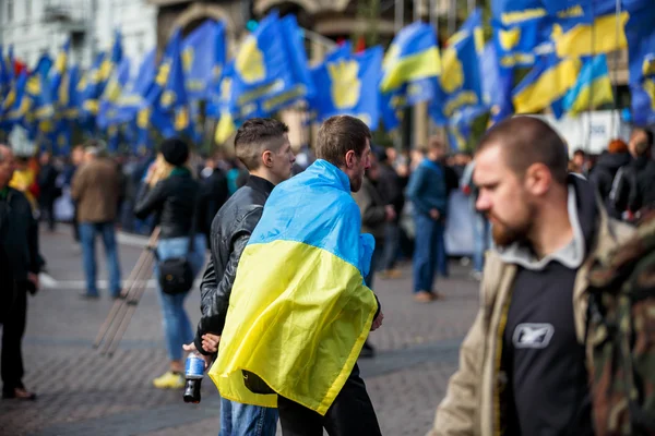 Ukrainians celebrate 73st anniversary of Ukrainian Insurgent Arm — Stock Photo, Image