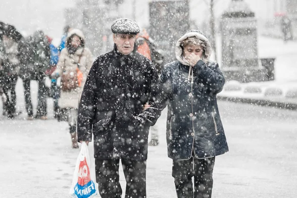 Snowfall in the city — Stock Photo, Image