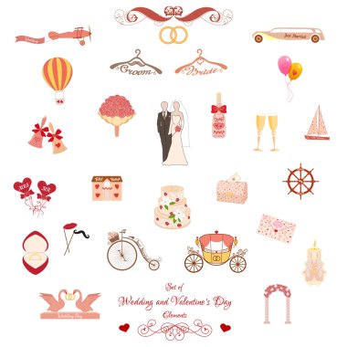 Set of Wedding and Valentines Day elements vector
