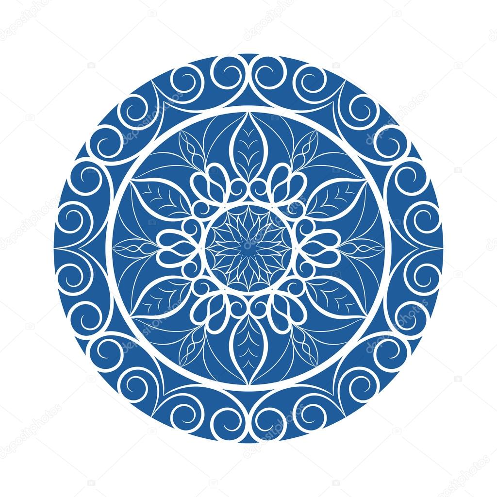 Mandala Fleur Bleue Vectoriel Sur Blanc Image Vectorielle