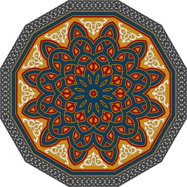 yuvarlak süsleme biçimi. Vintage dekor elementleri. el çekilmiş arka plan. islam, Arapça, Indian, Osmanlı motifleri.