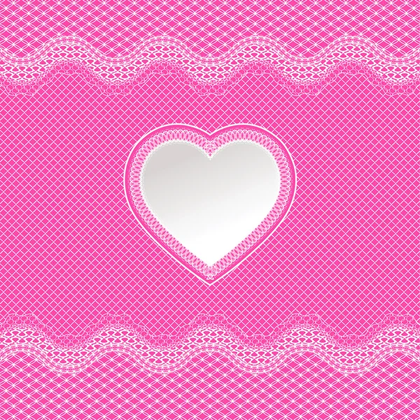 Coração branco em fundo rosa — Vetor de Stock
