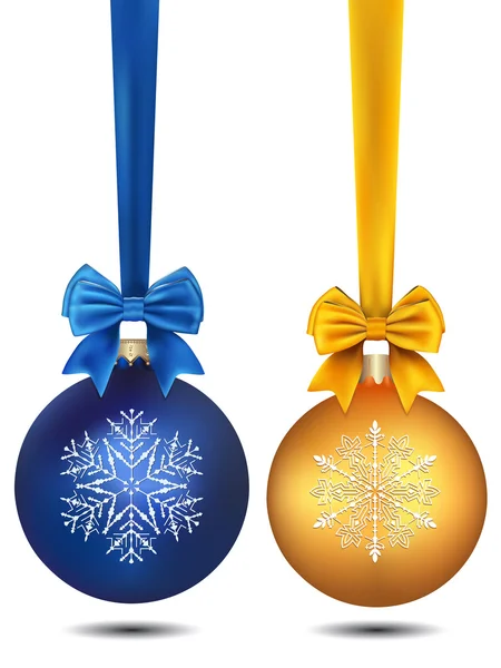 Modré a žluté vánoční koule — Stockový vektor