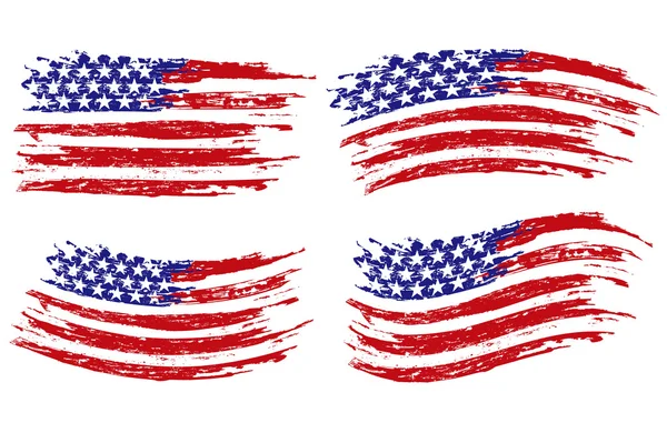 Set of four USA flags — Stock Vector