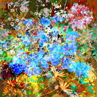 çiçekli grunge soyut arka plan