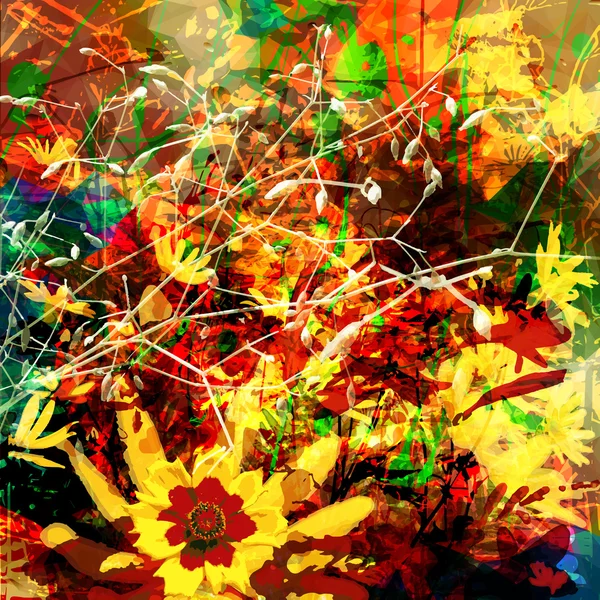 花の抽象的なグランジ背景 — ストックベクタ