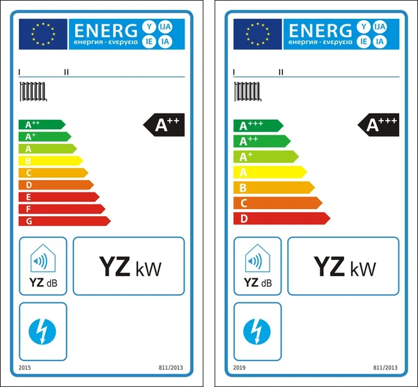 Ny energi Klassificeringsetiketten graf — Stock vektor