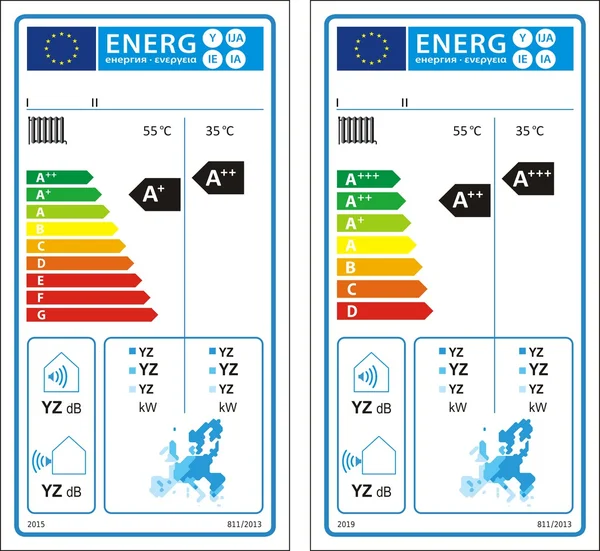 Ny energi Klassificeringsetiketten graf — Stock vektor