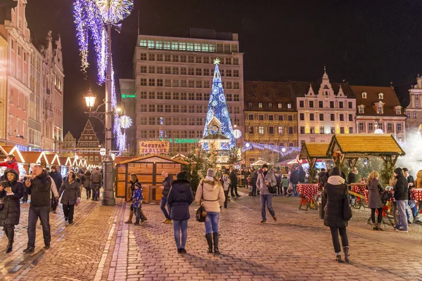 Рождественский рынок во Вроцлаве, Польша — стоковое фото