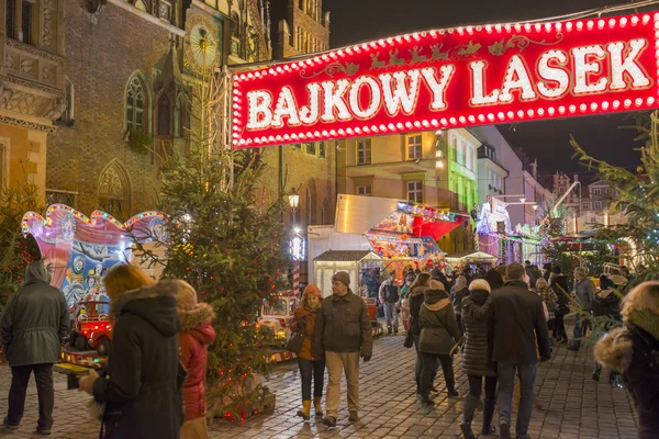 Karácsonyi vásár, Wroclaw, Lengyelország — Stock Fotó
