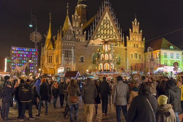 Noel pazarı Wroclaw, Polonya — Stok fotoğraf