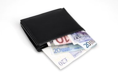 Euro ve pound banknot ile cüzdan