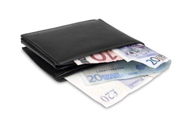 Euro ve pound banknot ile cüzdan