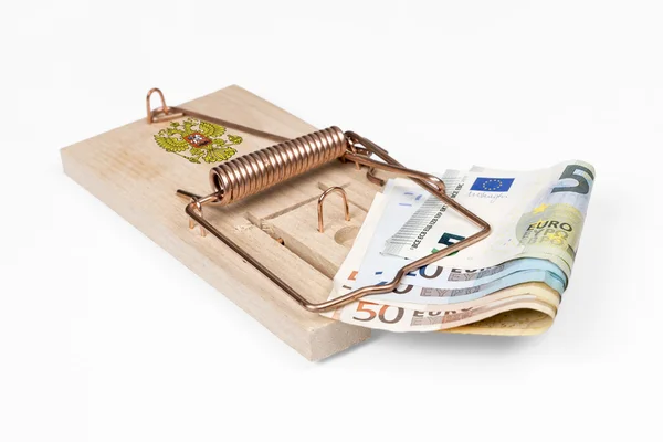Russian mouse trap with Euro bill — Stock Photo, Image
