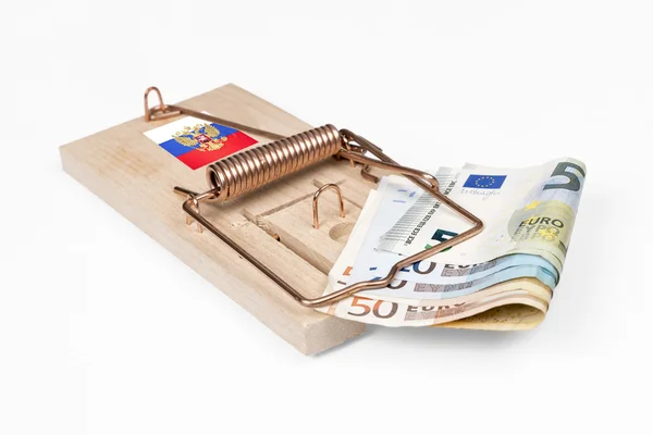 Russian mouse trap with Euro bill — Stock Photo, Image