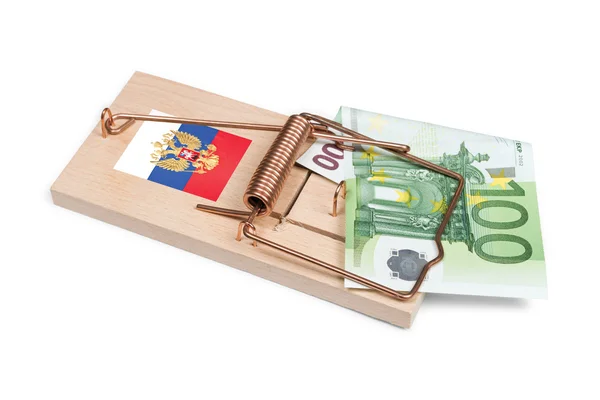 Russian mouse trap with Euro bill — Stock Photo, Image