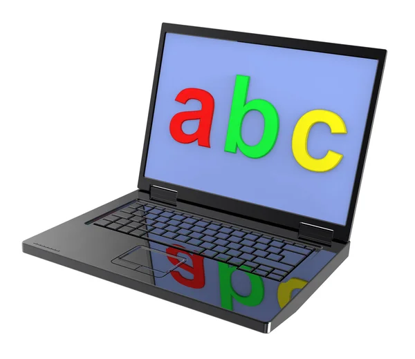 Laptop mit Abc-Buchstaben auf dem Bildschirm — Stockfoto