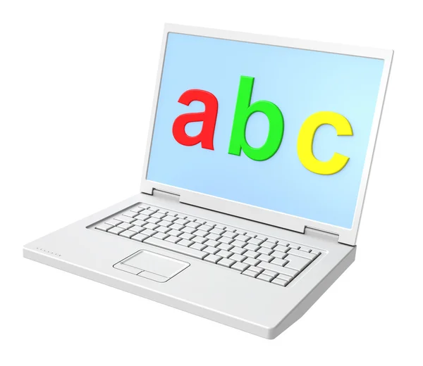 Φορητό υπολογιστή με γράμματα Abc στην οθόνη — Φωτογραφία Αρχείου