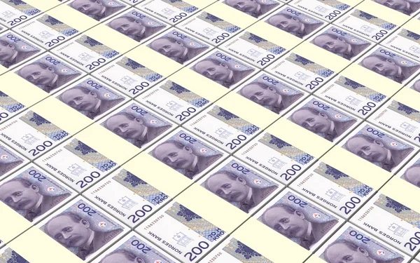 Norwegian krone bills stacks background. — Stock Photo, Image