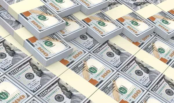 Amerikanische Dollarscheine stapeln sich im Hintergrund. — Stockfoto