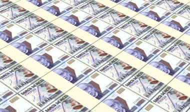 Meksika peso faturaları yığınları arka plan.