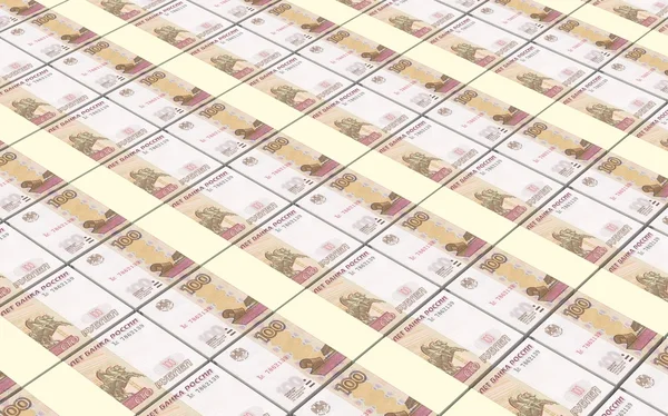 Rosyjski pieniądze rachunki stosy tło. — Zdjęcie stockowe