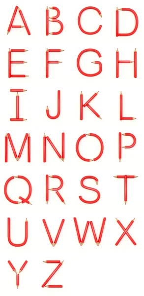 Drie dimensionale weergave van transparante alfabet van potloden. — Stockfoto