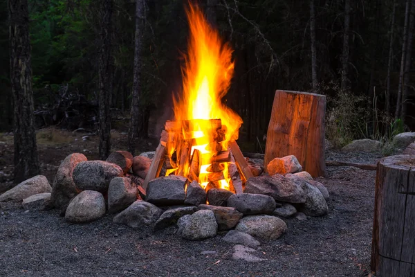 Feu de camp dans le nigth — Photo