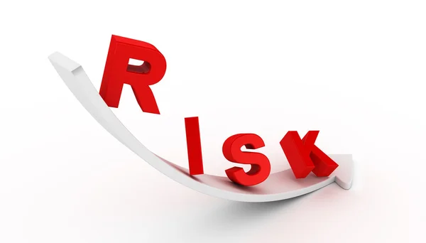 Risk metin üzerinde beyaz ok — Stok fotoğraf