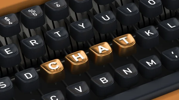 Botões de máquina de escrever com palavra de chat — Fotografia de Stock