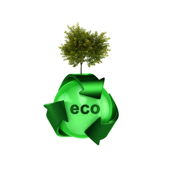 Recycling-Logo mit Baum — Stockfoto