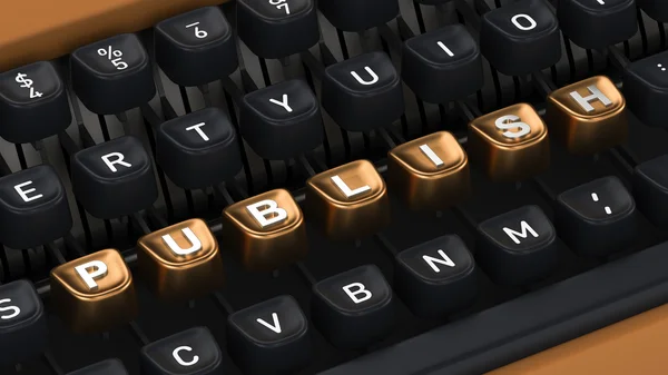 Typewriter with PUBLISH buttons — Stock Photo, Image