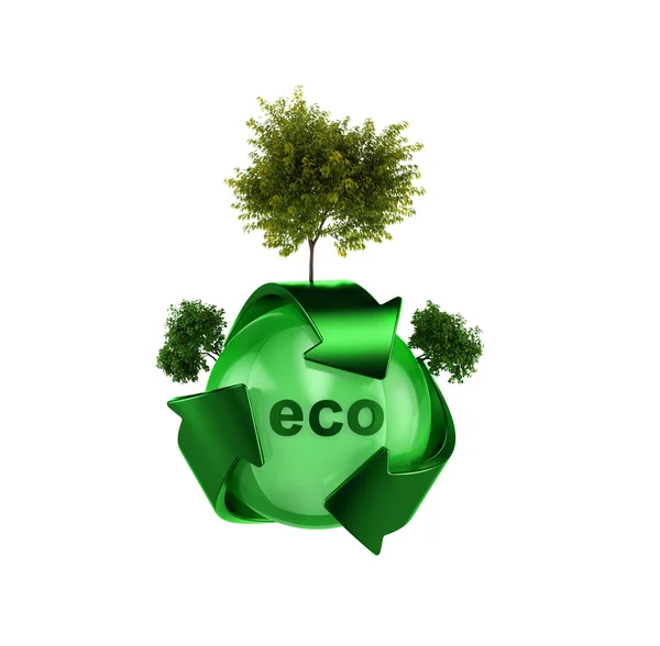 Recycle logo met boom — Stockfoto