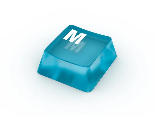 Letter M on transparent keyboard button — Stock Photo, Image