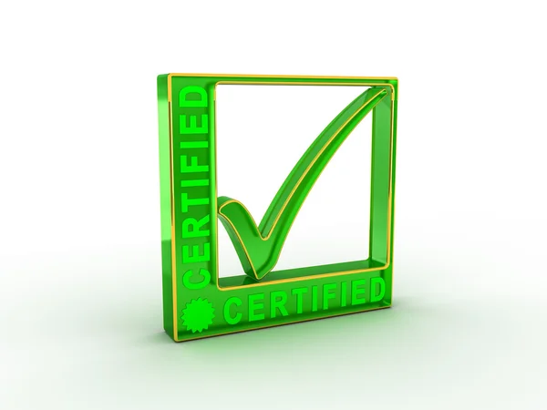 Check  mark icon in rectangle with CERTIFIED word — Stock Photo, Image