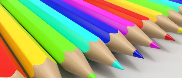 Color pencils in a row — Stock Photo, Image