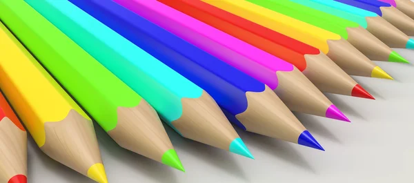 Color pencils in a row — Stock Photo, Image